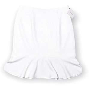 Ellen Tracy ruffle hem trumpet skirt size 14 petite mature modest career white